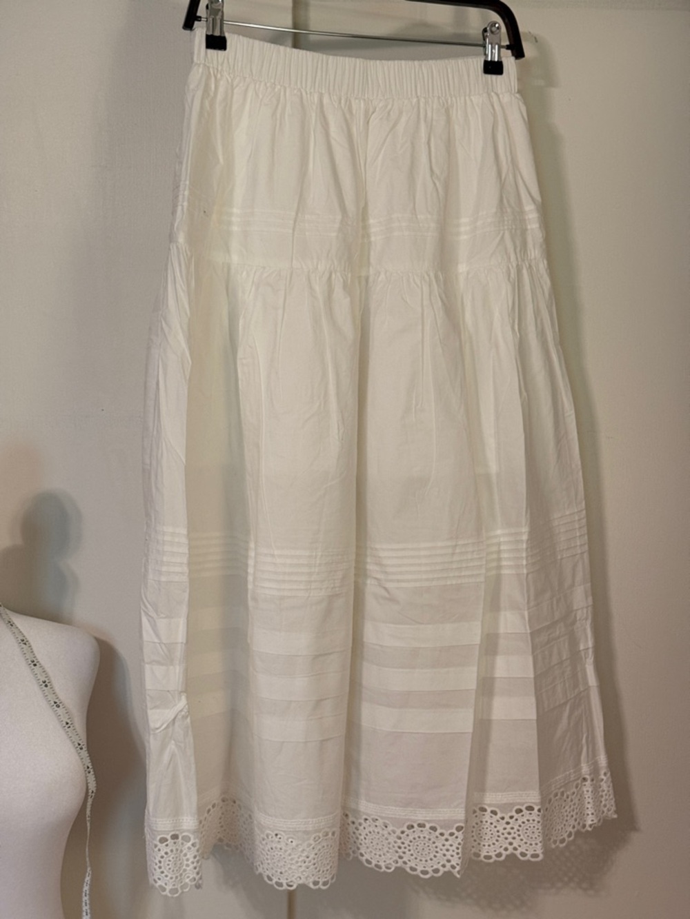 Lily White Cotton Maxi A-Line Skirt with Eyelet Hem - Picture 4 of 14